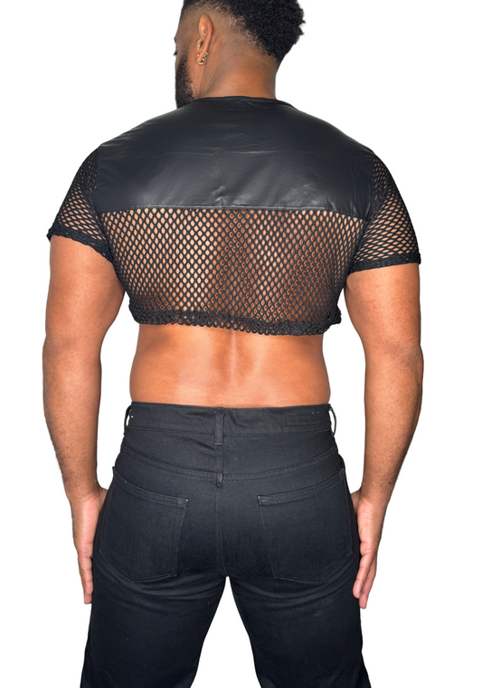 Faux Leather fishnet Crop