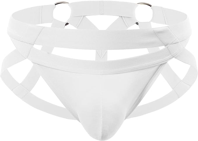 White Jock Thong/w Metal Rings