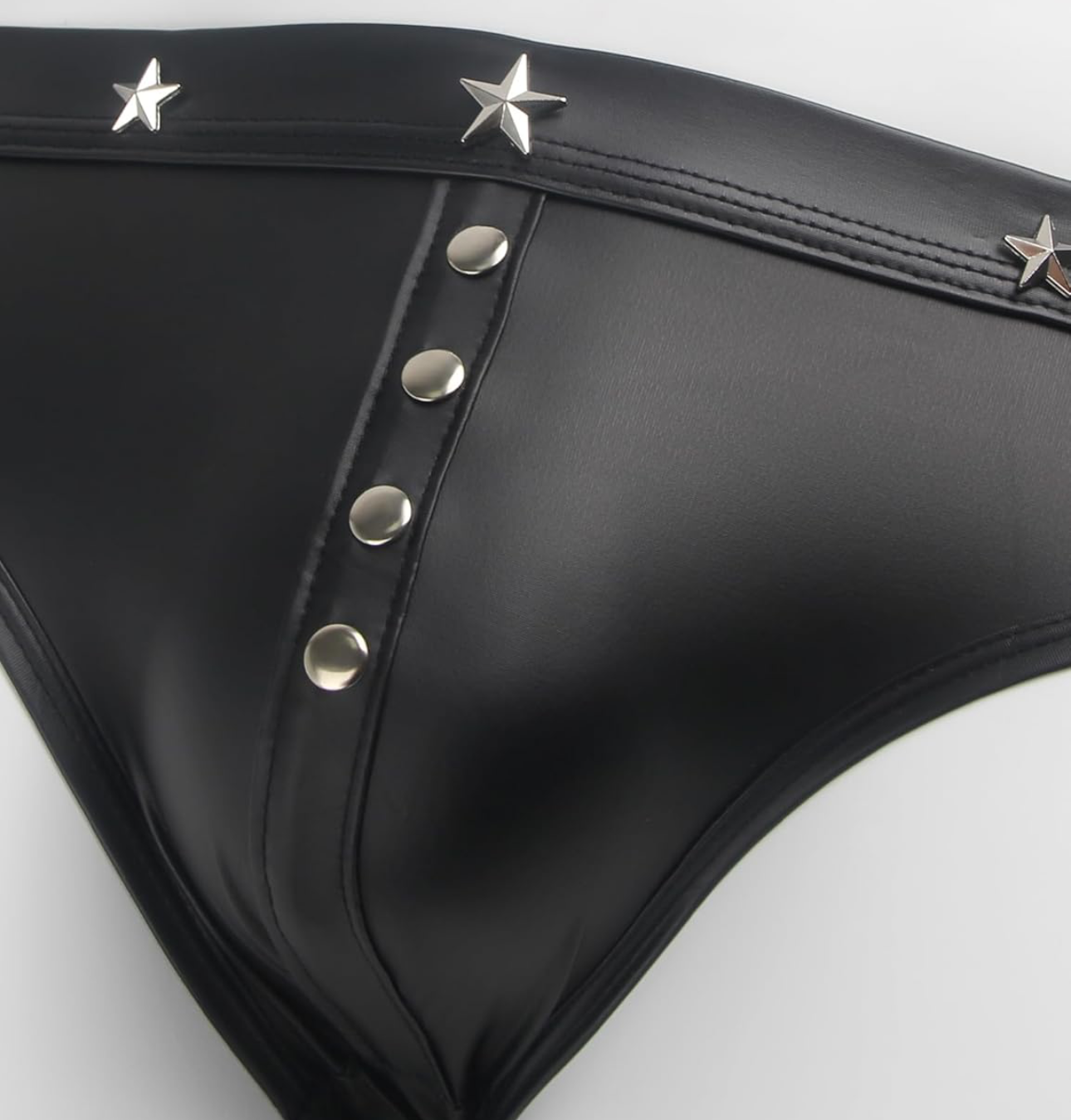Studded Faux Leather Brief