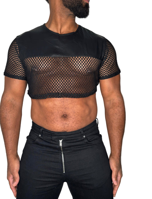 Faux Leather fishnet Crop