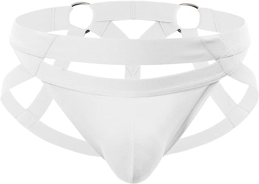 White Jock Thong/w Metal Rings